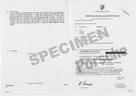 Certificat de Conformité Porsche 