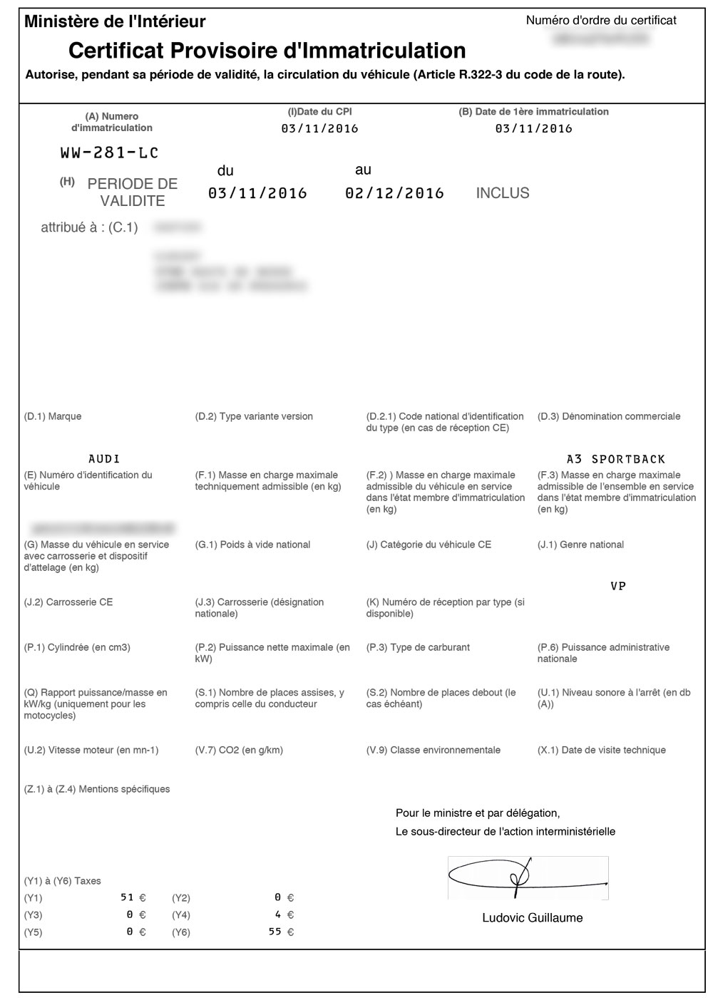Certificat Provisoire D Immatriculation Vehicule Etranger Carte Grise Guichet
